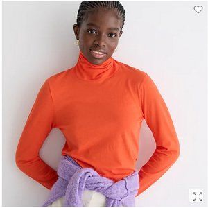 NWT J Crew Tissue Turtleneck, sz M, %100 cotton, Poppy